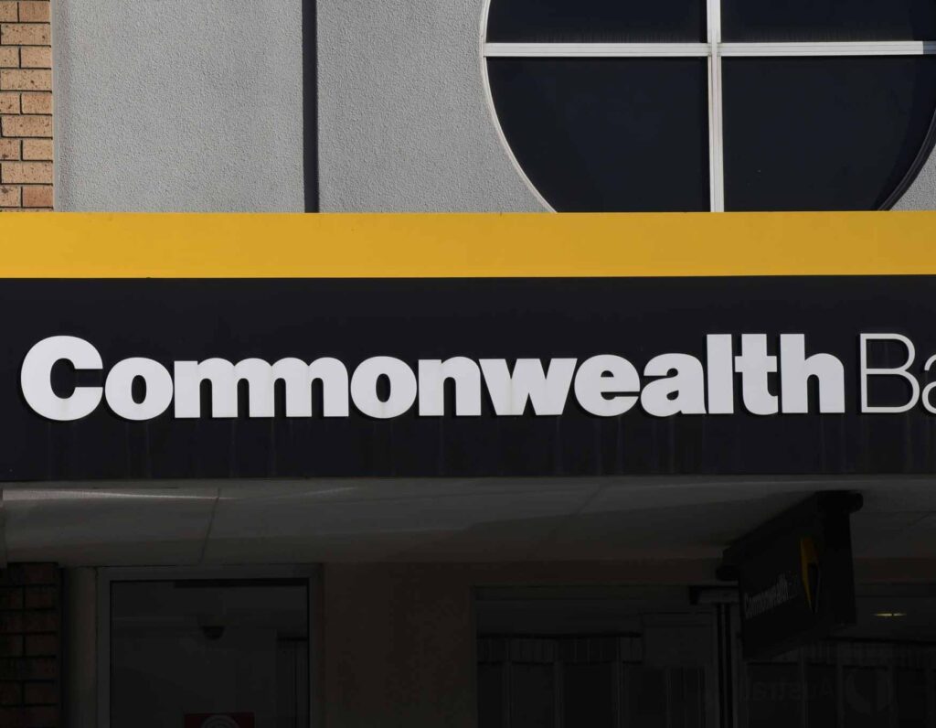 Close up of CommBank branch signage